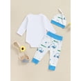 thumbnail image 5 of FEORJGP Infant Baby Boy Golf Outfits 0 3M 6M 12M Toddler Long Sleeves Rompers Letter Crew Neck Jumpsuits with Print Pants and Hat Kids Little Boys FasCute 3 Pcs Clothes for Daily Spring Fall, 5 of 8