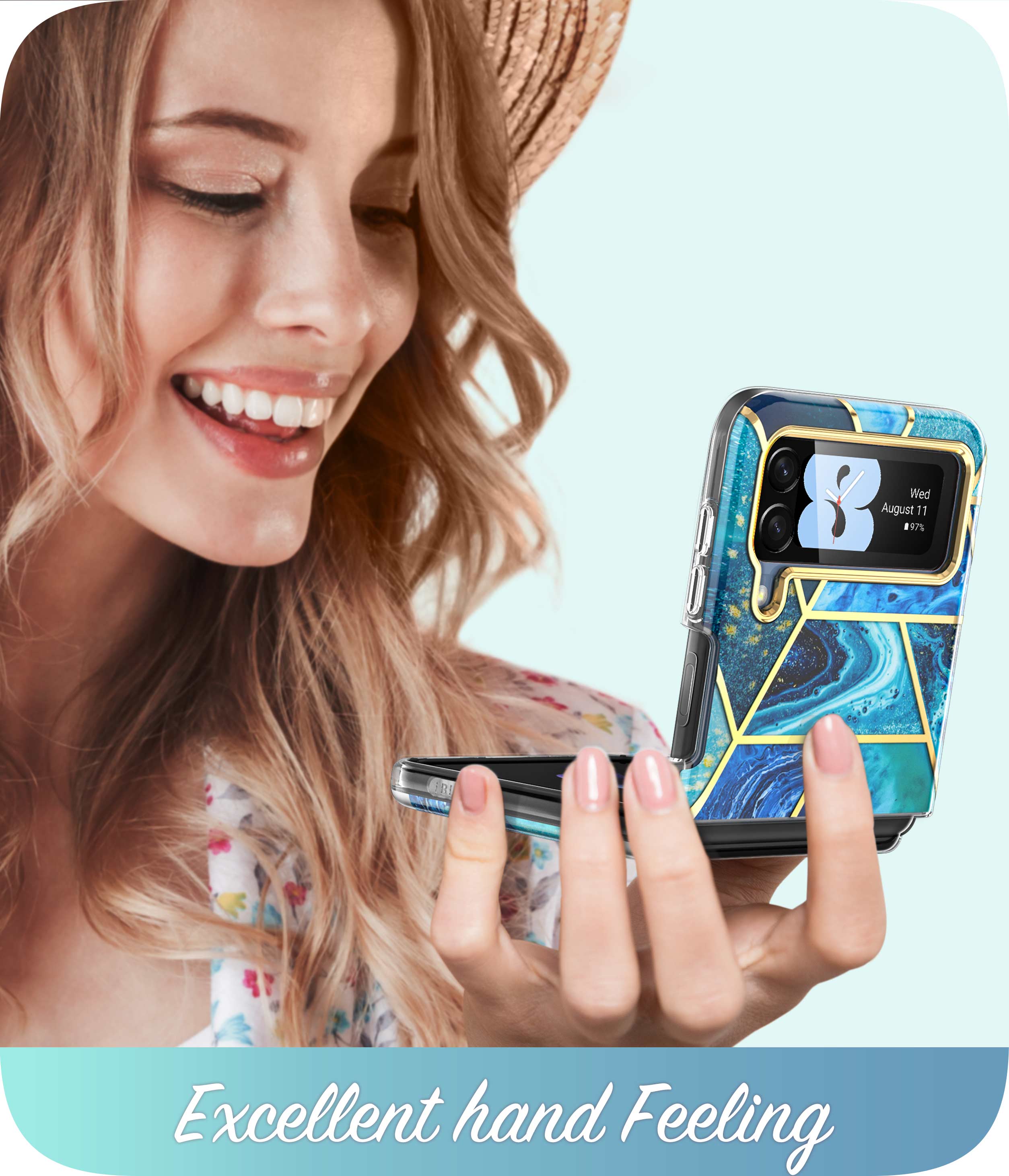 i-Blason Cosmo Series Case for Samsung Galaxy Z Flip 3 5G (2021), Slim Stylish Protective Bumper Case Without Built-in Screen Protector (Ocean)