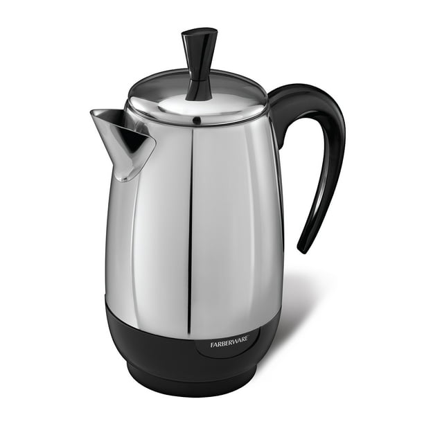 Farberware Cafetera Percoladora Eléctrica de Acero Inoxidable de 8 Tazas, Negra, FCP280