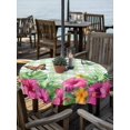 thumbnail image 2 of Outdoor Tablecloth with Umbrella Hole for Patio/Picnic/Party/Camping, Tropical Spring Waterproof Table Cloth Round Cover Washable, Floral Leaves Butterflies Sage Green Plaid (Dia 54"), 2 of 8