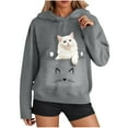 thumbnail image 2 of Sweatshirts for Women Long Sleeve Pocket Hooded Printed Sweatshirt,Womens Tops Plus Size Dark Gray XXL, 2 of 6