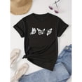 thumbnail image 1 of Camiseta de cuello redondo con estampado de mariposa, top de manga corta casual para primavera y verano, ropa de mujer, 1 of 6