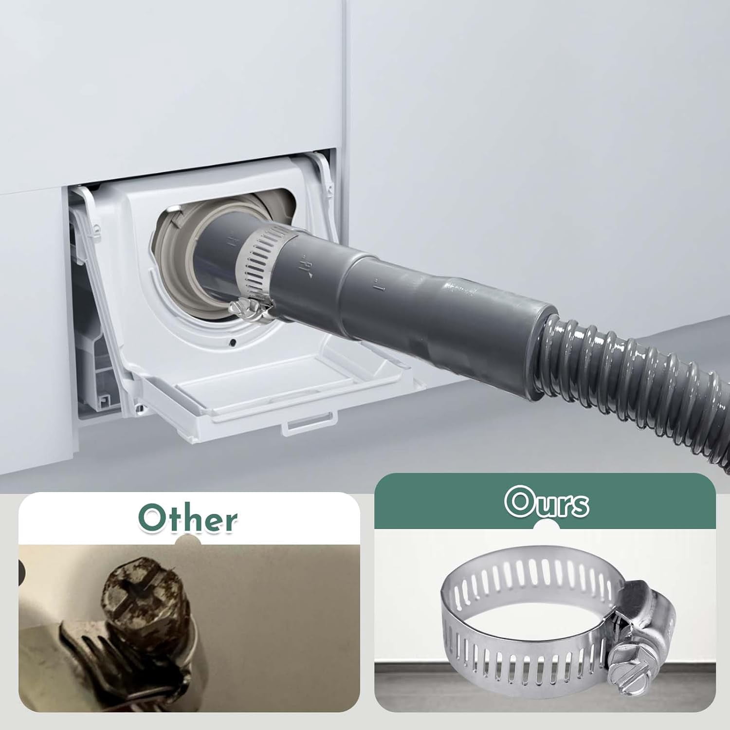 6ft Washing Machine Drain Hose,Corrugated Flexible Washer Drain Hose Extension Replacement for Samsung, LG, Whirlpool, Maytag, Kenmore, GE, Giantex, Panda and More,with 2 Clamps and U-Bend Holder