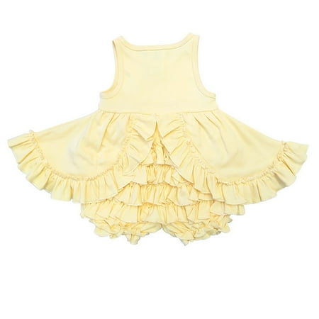 

Gwiyeopda Newborn Baby Girls Summer Romper Solid Color Round Neck Sleeveless Ruffled Dress-Like Bodysuit