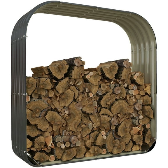 Resenkos Wood Shed Galvanized Steel Firewood Storage Rack with Rubberized Edge for Safety, 4.7' x 1.4' x 4.7'