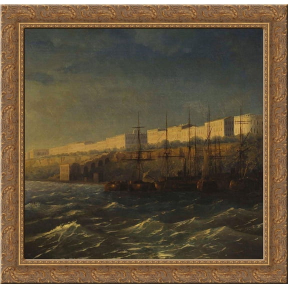 Odessa 20x20 Gold Ornate Wood Framed Canvas Art by Aivazovsky, Ivan