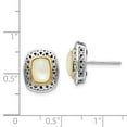 thumbnail image 3 of 925 Sterling Silver With Real 14kt Antiqued MOP Post Earrings; for Adults and Teens; for Women and Men, 3 of 3