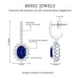 thumbnail image 6 of Rosec Jewels Lab Created Blue Sapphire Drop Earrings with Moissanite Halo (AAAA Grade Sapphire) - Anniversary Gift, 18K White Gold, 6 of 7