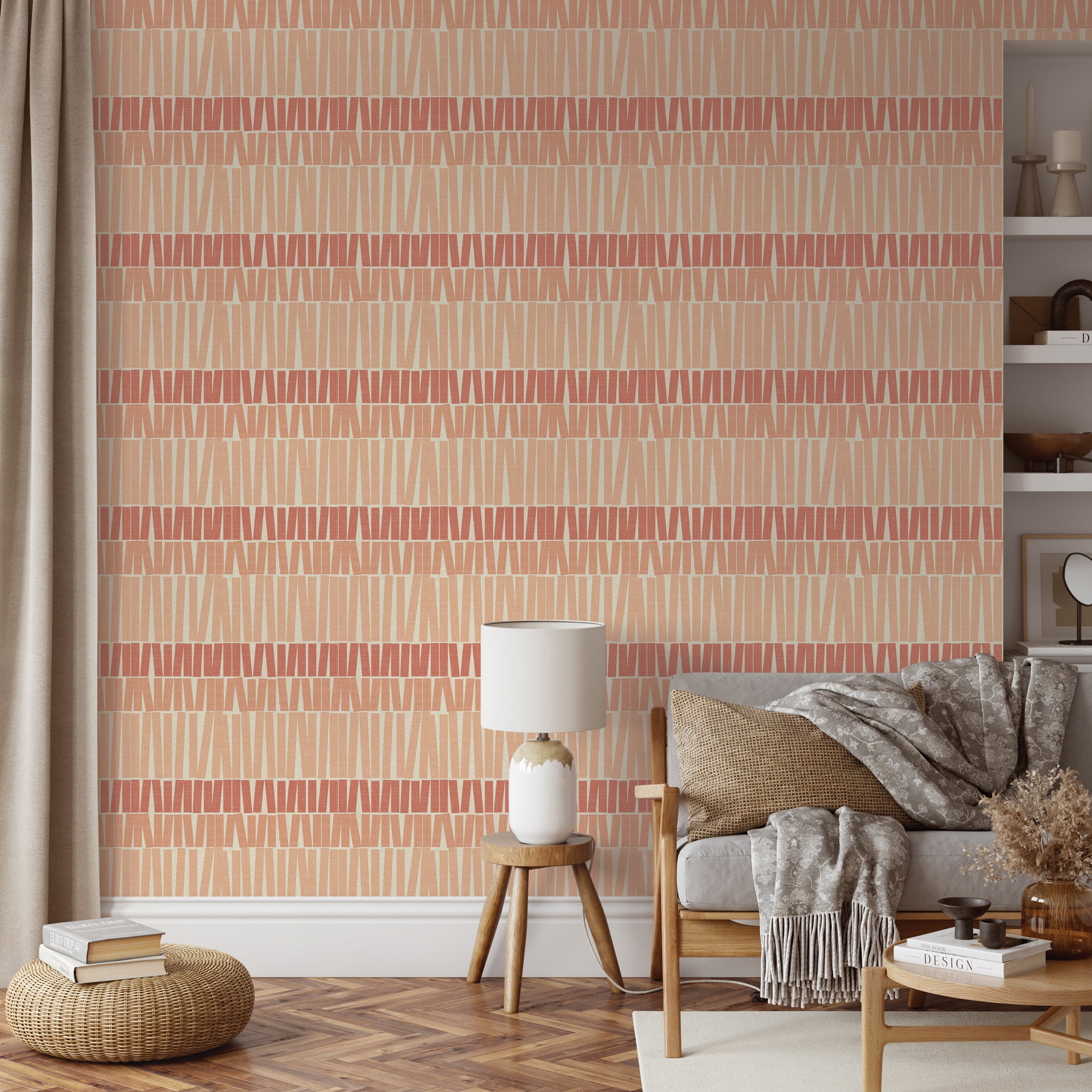 Better Homes & Gardens Coral Gwen Stripe Peel and Stick Wallpaper, 20.5" x 18'