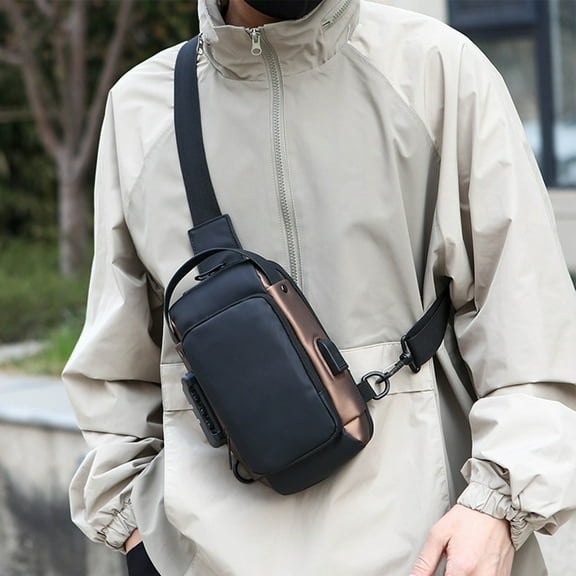 Miogawg Sling Bag, Anti-Theft Usb Crossbody Bag, Waterproof Pu Leather Shoulder Bag, Fashionable Chest Bag Travel Daily Use
