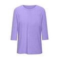 thumbnail image 3 of DuoJiaJ Women's Plus Size Top Casual Short Sleeved Patterned T Shirt Oversized Top Cropped Tops for Women Purple XXXXL, 3 of 3