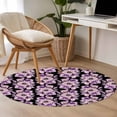 thumbnail image 4 of Round Rugs 3.3Ft, Purple Floral Round Area Rug Washable Indoor Throw Carpet, Abstract Watercolor Flower Leaf Plant Soft Non Slip Circle Rug for Laundry Room Patio Home Decor Aesthetic, 4 of 8