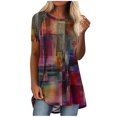 thumbnail image 2 of Pntutb Mujeres Moda Manga Corta Impreso Camiseta Larga Blusa Tops Sueltos Pntutb Pntutb-4999, 2 of 7