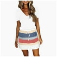 thumbnail image 4 of Summer Dresses For Women 2023 Short Sleeve V-Neck Dress Women'sCasual V Neck Sleeveless Dresses Stripe Splicing Sling Belt Mini Dress, 4 of 6