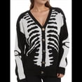 thumbnail image 3 of Suéteres Tipo Cárdigan con Estampado de Calaveras para Mujer, Abrigos de Punto Unisex de Larga Cráneo Negro XL, 3 of 10