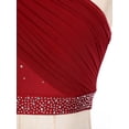 thumbnail image 5 of Doomiva Women's Lyrical Dance Dress Rhinestone Crop Top with Skirted Leotard Ballet Dance Outfit Burgundy M, 5 of 7