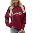 thumbnail image 5 of Penkiiy Womens Christmas Sweatshirts 2024 Cute Gnome Graphic Crewneck Pullover Casual Long Sleeve Tee Shirts Holiday Tops L Wine, 5 of 5