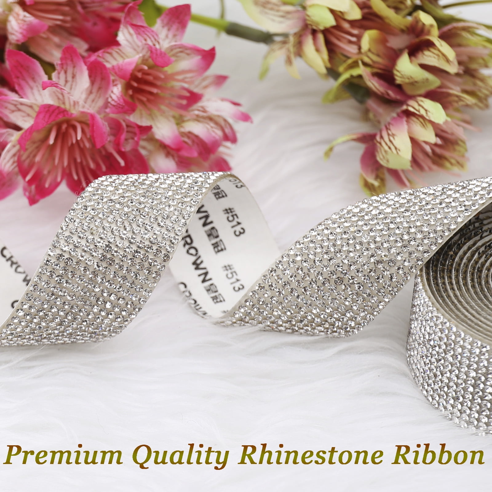 Tetutor 6 Rolls Self Adhesive Rhinestone Ribbons, Sliver Resin Rhinestone  Strips, Diamond Crystal Rhinestone Ribbon Roll Stickers Glitter Bling