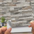 thumbnail image 1 of Pegatinas decorativas para azulejos para baño y cocina, 20 piezas de imitación de cuero estilo ladrillo 3D imitación piedra impermeable autoadhesiva decoración (LA019, 20 cm), 1 of 5