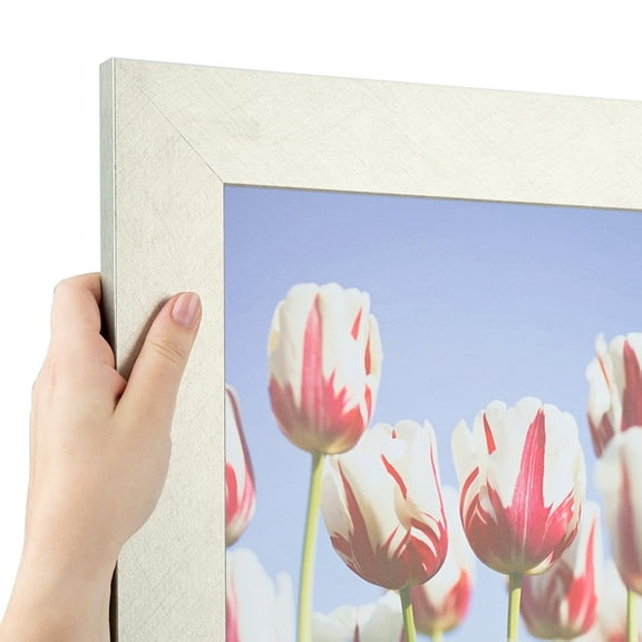 ArtToFrames 14" x 18" Metallic Deco Silver Picture Frame, 14x18 inch Silver MDF Poster Frame (WOM-4501)