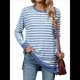 thumbnail image 2 of Camisa Informal de Larga A Rayas para Mujer, , con Cuello Redondo, Ajustada, Holgada, Básica Azul y M, 2 of 10