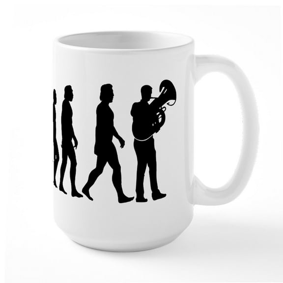 CafePress - The Evolution Of Tuba - 15 oz Ceramic Large White Novelty Mug