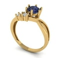 thumbnail image 2 of 0.87 ct Round Cut Simulated Blue Sapphire 3 Stone 14K Yellow Gold Womens Engagement Ring, 2 of 5