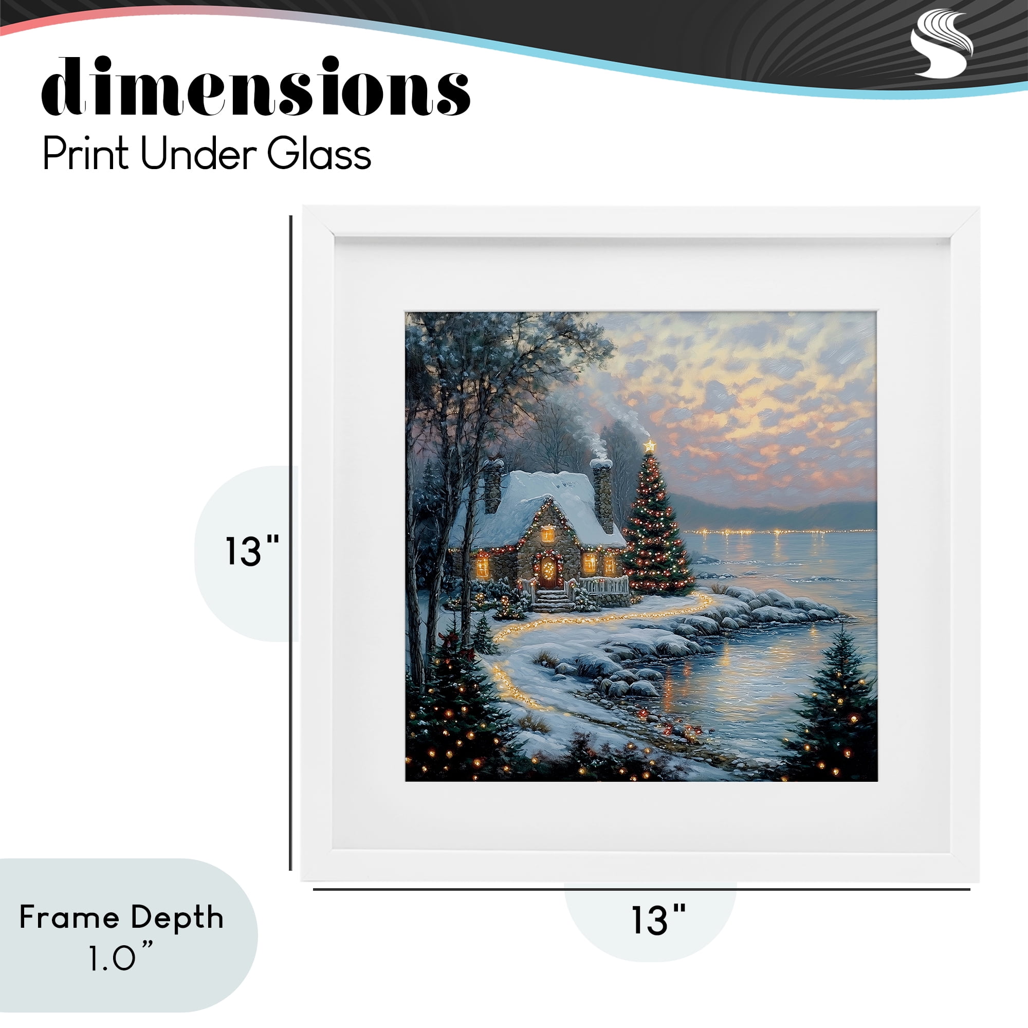 Stupell Industries Snowy Lit Cottage by Lake White Framed Print Under Glass, design by Heidi Kuntz