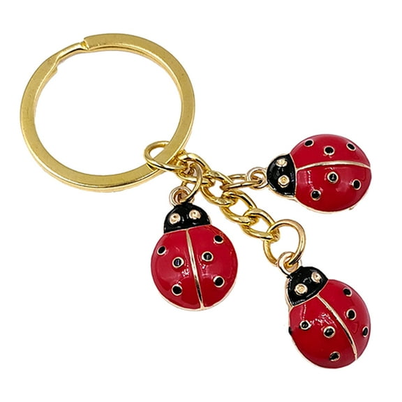 WORGEOUS Lovely Ladybug Keychain For Women Creative Bag Decor Keyring Metal Key Chain Pendant For Car Keys Fashionable Key Holder Accessory