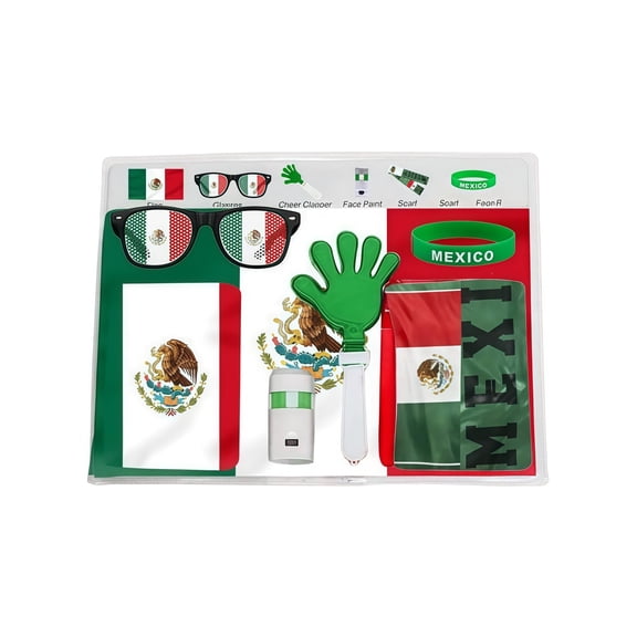 Junepar Green White Red Themed Party Cheering Props Sunglasses Flag Wristband Clapper for Fan Gathering Celebration Supplies