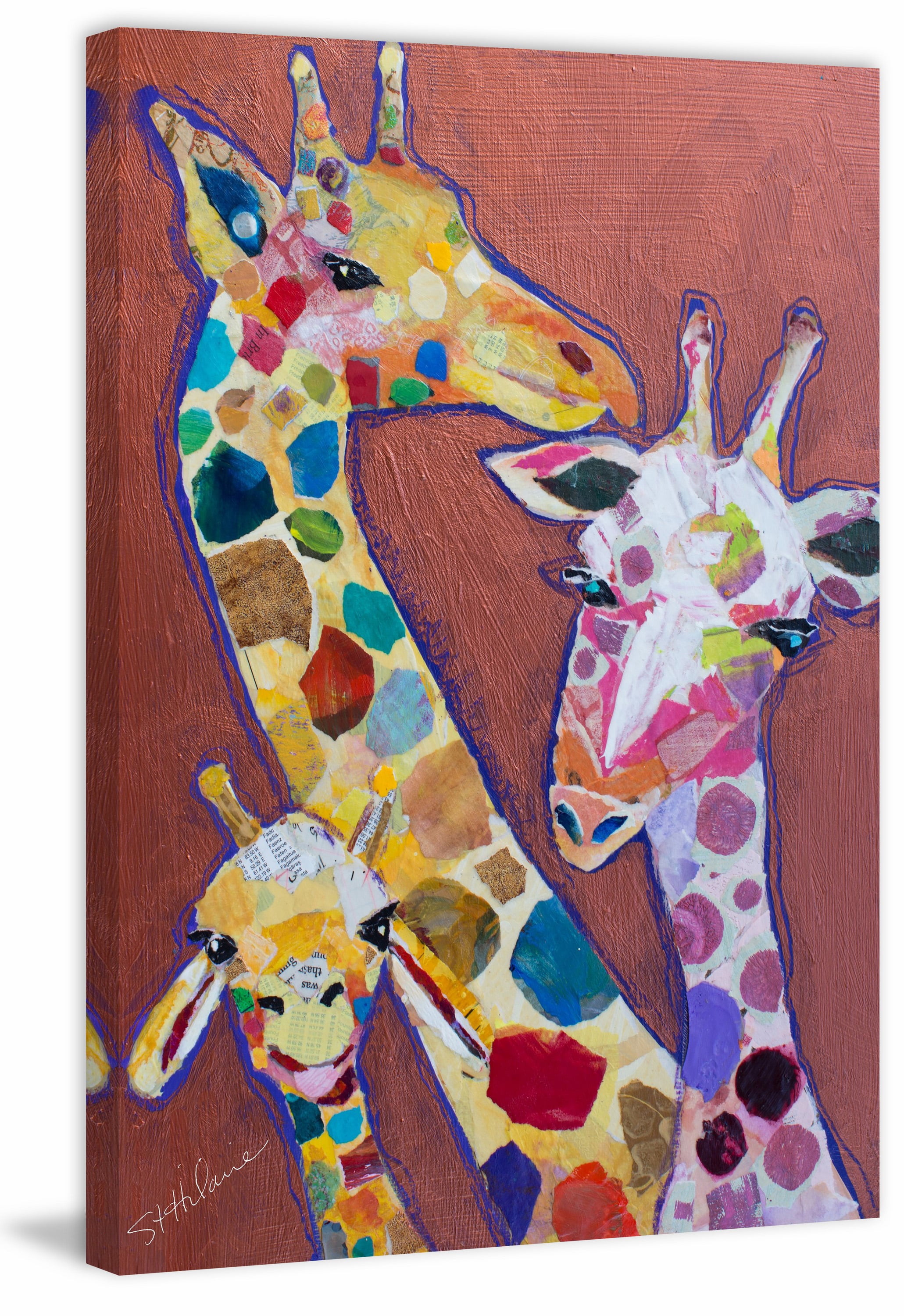 "Trois Girafes" Painting Print on Wrapped Canvas