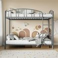 thumbnail image 3 of Metal Bunk Bed Twin Over Twin, Heavy Duty Bunkbeds Frame with Arched Guardrail and Safety Ladder, Sturdy Steel Bed , Space-Saving, No Box Spring Needed, Matte Gray, 3 of 7