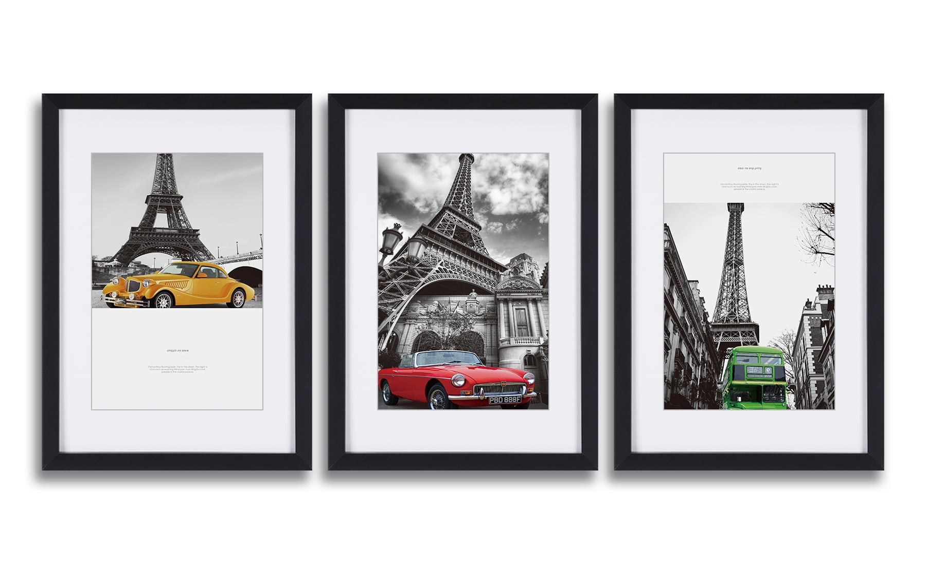 Eiffel Tower and Car Wall Art Paris City Street Picture With Black