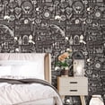 thumbnail image 2 of 17.5"x475" Dark Brown Gothic Magic Witchy Wallpaper Peel and Stick Waterproof Alchemy Themed Wallpaper for Bathroom Accent Wall Paper Bat Candle Occult Symbols Latin Words Spirit Contact Paper, 2 of 7