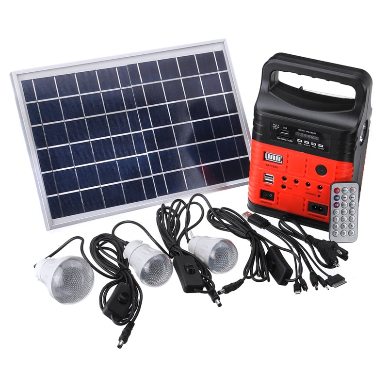 Solar Generator Lighting Home System Kit 12V 10W with Solar Panel USB Lamps