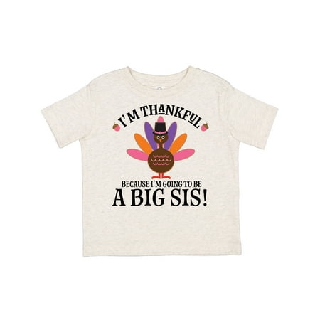 

Inktastic Thanksgiving Big Sis Announcement Turkey Gift Toddler Toddler Girl T-Shirt