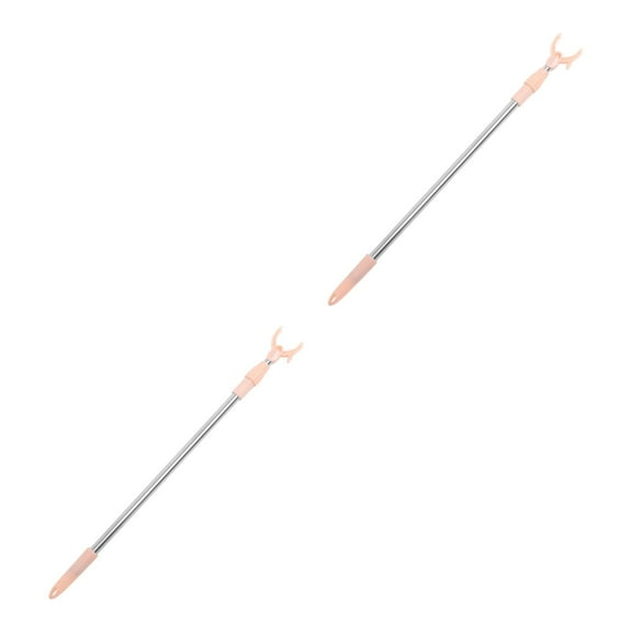 2 Pieces Retractable Hook Clothes Rail Wardrobe