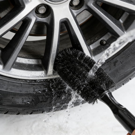 Car Wheel Rim Cleaning Brush - Round-Handle Tire & Steel Ring Brush, Durable Nylon Bristle Cleaning Tool, Perfect for 2026 & Valentine's Day Auto Detailing, Winter Car Maintenance Essential
