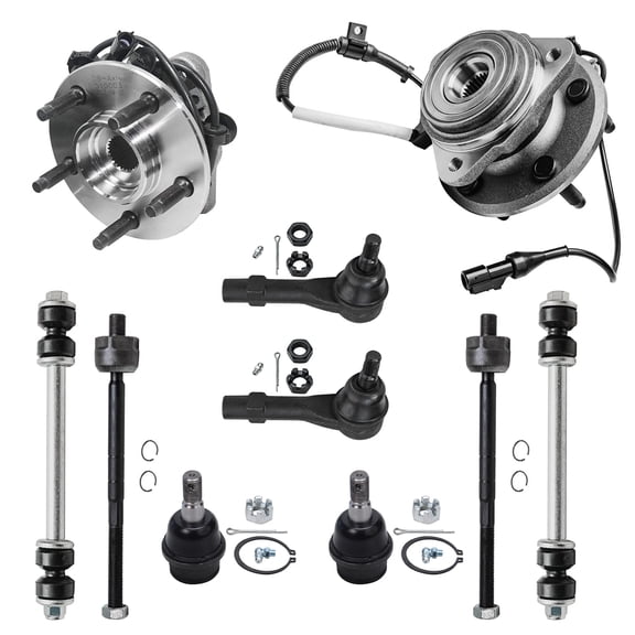 Detroit Axle - 10pc 4WD Front Wheel Hubs Lower Ball Joints Sway Bars Tie Rods Replacement for Ford Ranger