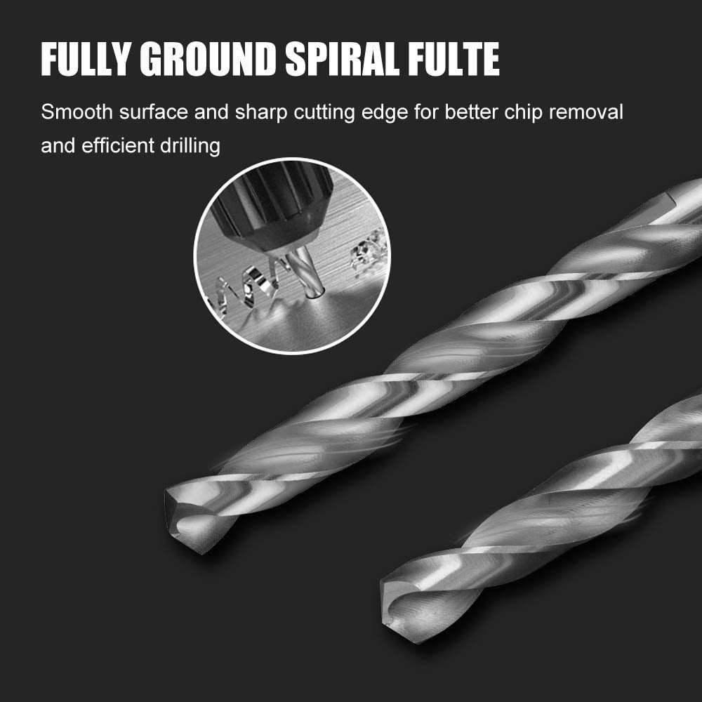 Hymnorq 25PC 1-13mm Metric Ground HSS Twist Drill Bits Set for Softer Metal