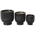 thumbnail image 6 of DecMode 9", 8", 6"H Speckled Black Ceramic Planter with Linear Grooves and Tapered Bases (3 Count), 6 of 9