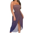 thumbnail image 2 of SMihono Robe Maxi Bohème d'Été pour Femmes Grande Taille Robe Longue Imprimée Sans Bretelles Robe de Plage Fendue Robe de Soirée Club Robe de Plage, 2 of 5