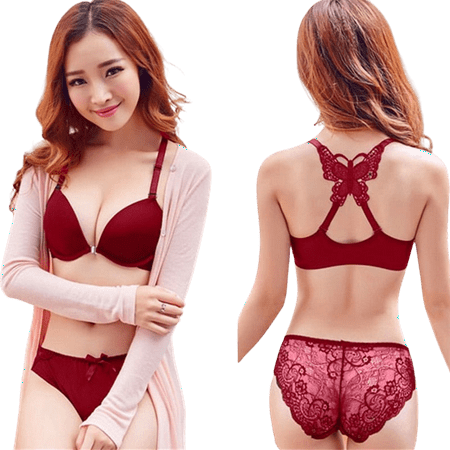 Front Closed Push Up Brassiere Panties Sexy Underwire Bra Set For Women  Underwear Solid Color Female Lingerie Briefs