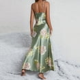 thumbnail image 6 of Voncos Silk Nightgowns for Women Floral Satin Spaghetti Strap Nightgown Sexy Long Sleep Dress - Green, 6 of 7