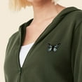 thumbnail image 5 of Dalix Butterfly Embroidered Fleece Cropped Zip Hoodie Cold Fall Winter Womens in Military Green S Small, 5 of 5