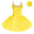 thumbnail image 3 of IBTOM CASTLE Ballet Dance Dress for Women Sleeveless Shiny Rhinestone Decorated Tulle Tutu Skirt Dancewear L Yellow, 3 of 5
