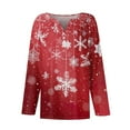 Women's Long Sleeve V Neck Tshirts Christmas Tree Xmas Snowflake Print