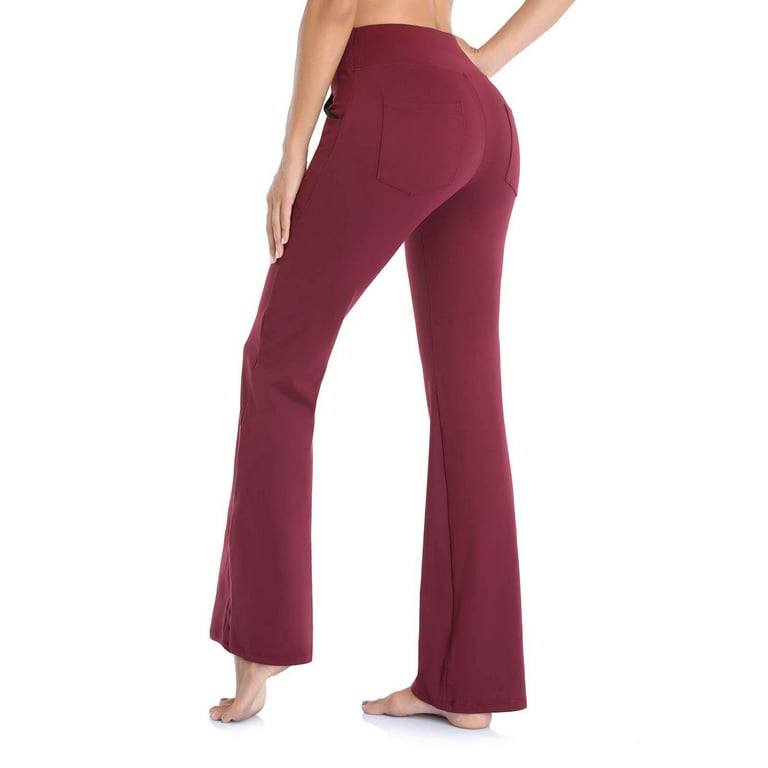 yubnlvae womens yoga pants women yoga pants high waist flare leggings wide  straight leg sports trousers flared trousers with pocket for yoga pilates  fitness pants for women red 