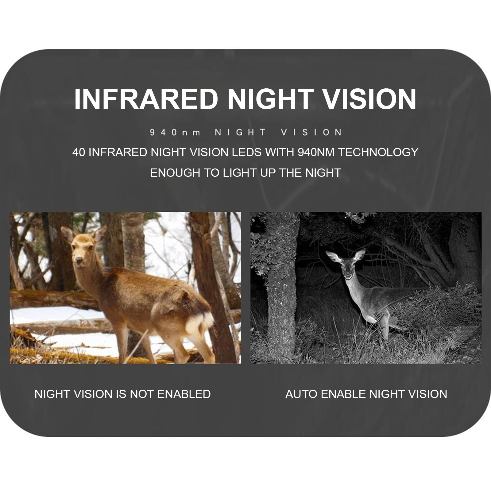 Outdoor Trail Camera 12MP 1080P for Wildlife Monitoring, PIR Infrared Night Vision Camera for Orchard Villa Fish Pond, IP66 Waterproof Hunting Scouting Device