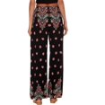 thumbnail image 5 of YIFUNIN Women's Printed Cotton Linen Wide Leg Pants with Pockets, Casual Flowy Trousers for Bohemian Style, Lightweight Summer Wear,Red M, 5 of 6